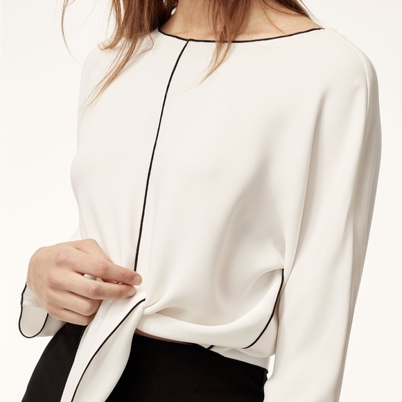 Aritzia Babaton Abasi Tie Front Blouse - Picture 1 of 6